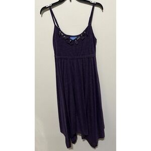 Simply Vera Vera Wang Purple Linen Blend Asymmetric Midi Dress Small Sleeveless